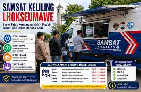 Jadwal Samsat Keliling Lhokseumawe Besok