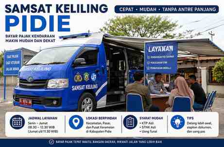 Jadwal dan Lokasi Samsat Keliling Pidie