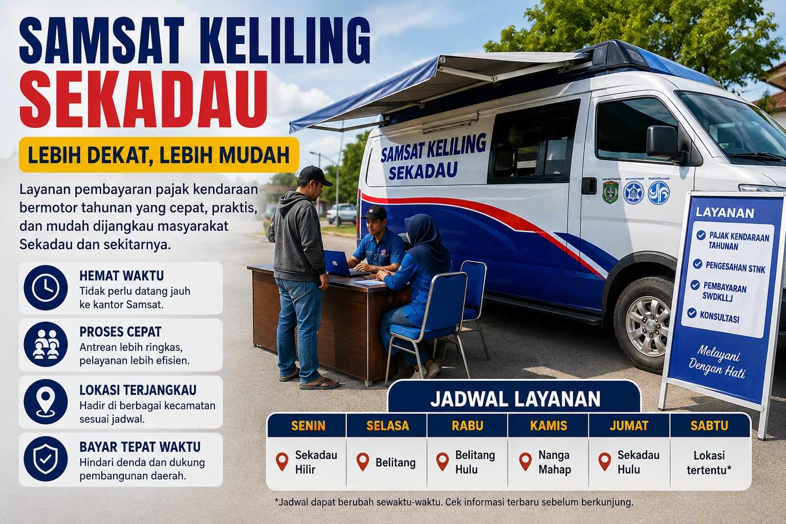 Jadwal dan Lokasi Samsat Keliling Sekadau Hari Ini