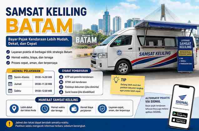 Jadwal Samsat Keliling Batam Hari Ini